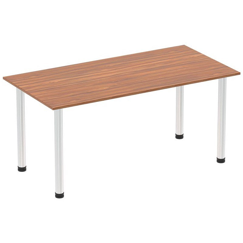 Impulse Rectangular Table, 1600mm, Walnut, Chrome Post Leg Easy2Order : I003596