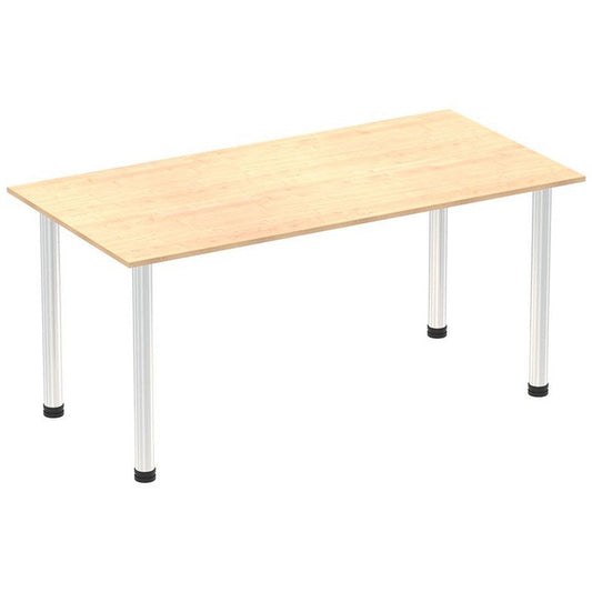 Impulse Rectangular Table, 1600mm, Maple, Chrome Post Leg Easy2Order : I003597