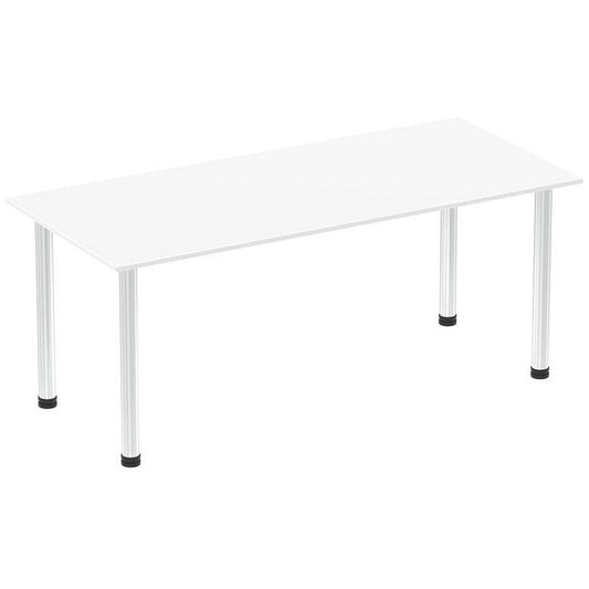 Impulse Rectangular Table, 1800mm, White, Chrome Post Leg Easy2Order : I003599