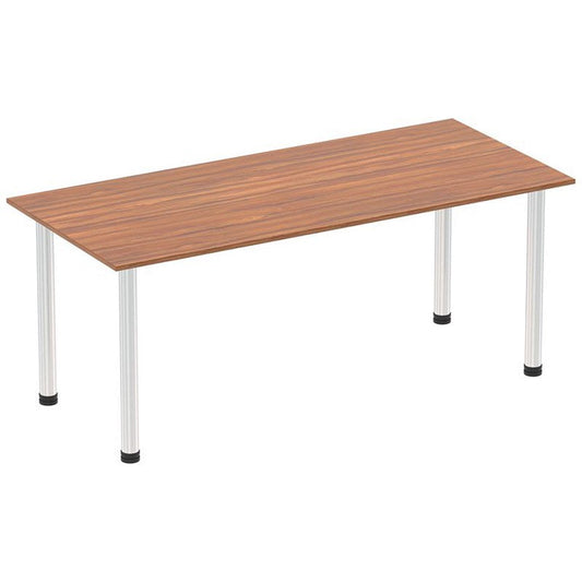 Impulse Rectangular Table, 1800mm, Walnut, Chrome Post Leg Easy2Order : I003601