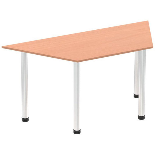 Impulse Trapezoidal Table, 1600mm, Beech, Chrome Post Leg Easy2Order : I003603