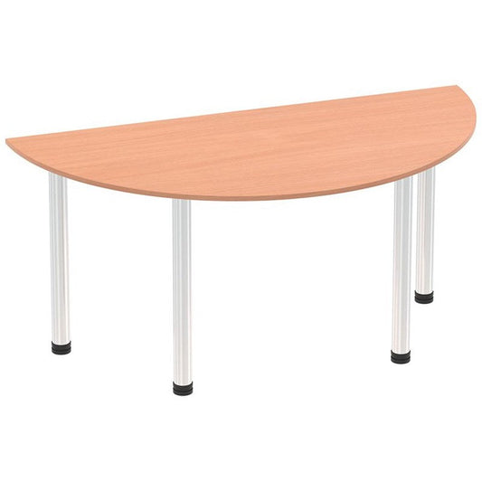 Impulse 1600mm Semi-circular Table, Beech, Chrome Post Leg Easy2Order : I003604