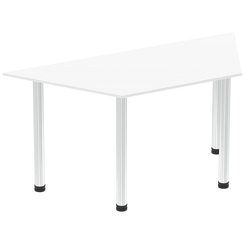Impulse Trapezoidal Table, 1600mm, White, Chrome Post Leg Easy2Order : I003605