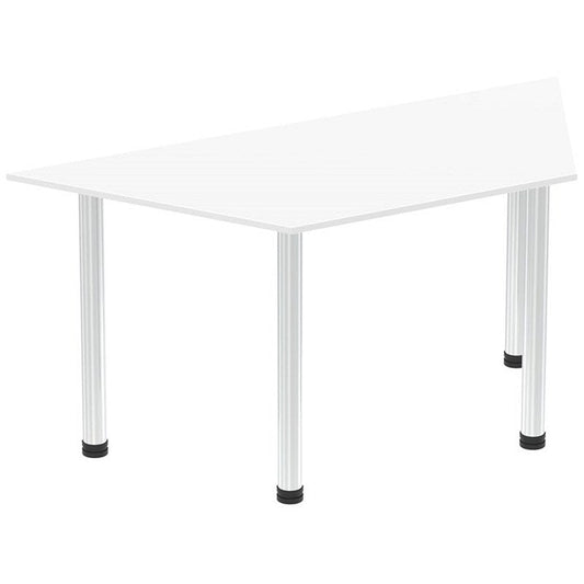 Impulse Trapezoidal Table, 1600mm, White, Chrome Post Leg Easy2Order : I003605