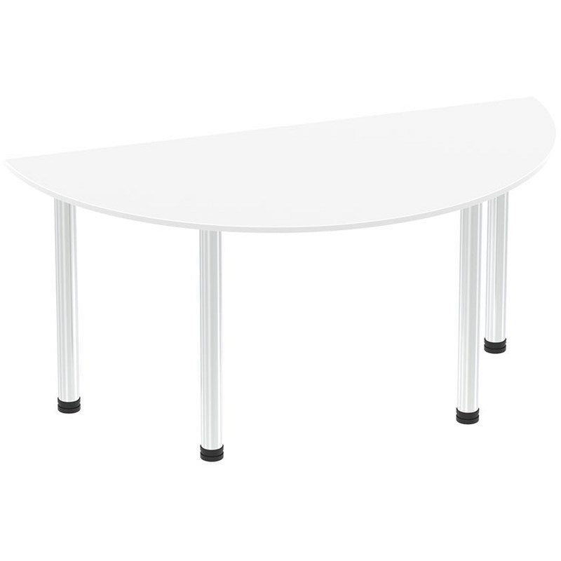 Impulse 1600mm Semi-circular Table, White, Chrome Post Leg Easy2Order : I003606