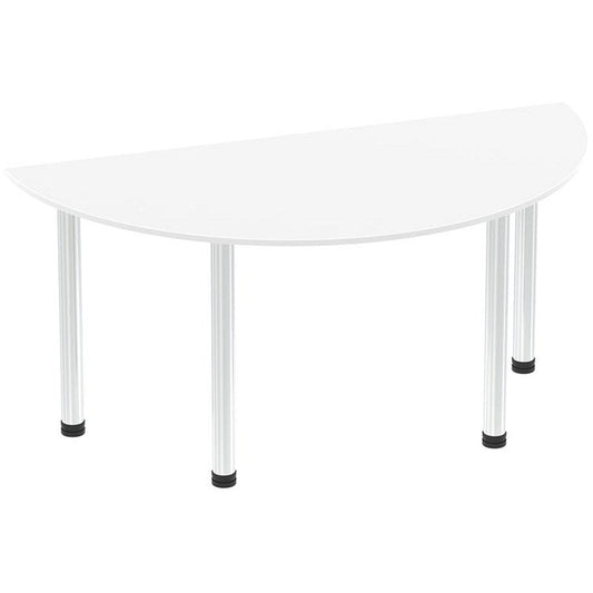Impulse 1600mm Semi-circular Table, White, Chrome Post Leg Easy2Order : I003606