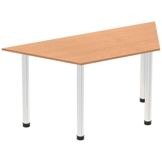 Impulse Trapezoidal Table, 1600mm, Oak, Chrome Post Leg Easy2Order : I003607