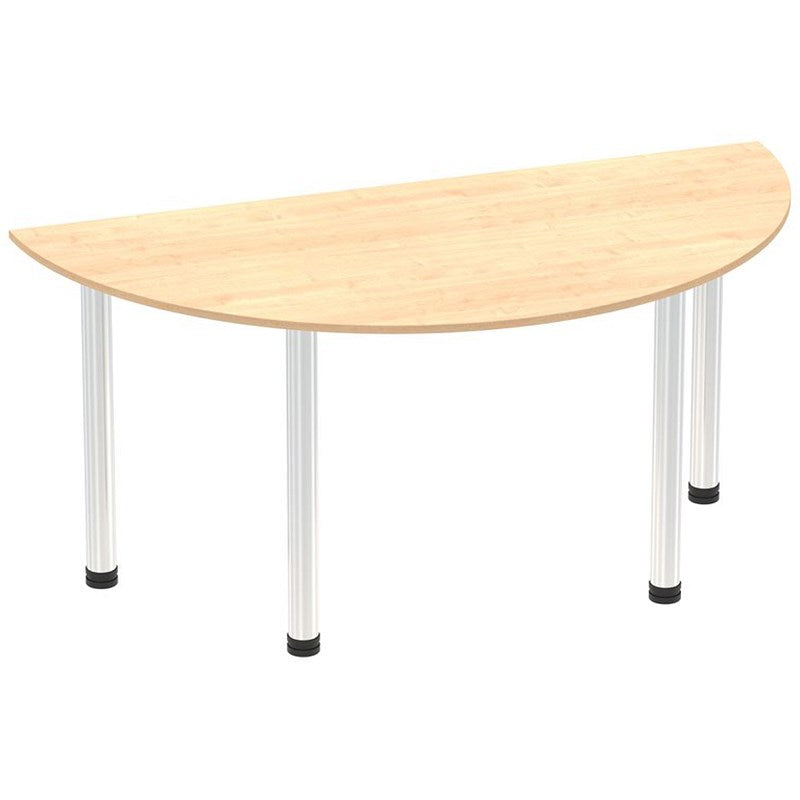 Impulse 1600mm Semi-circular Table, Maple, Chrome Post Leg Easy2Order : I003612