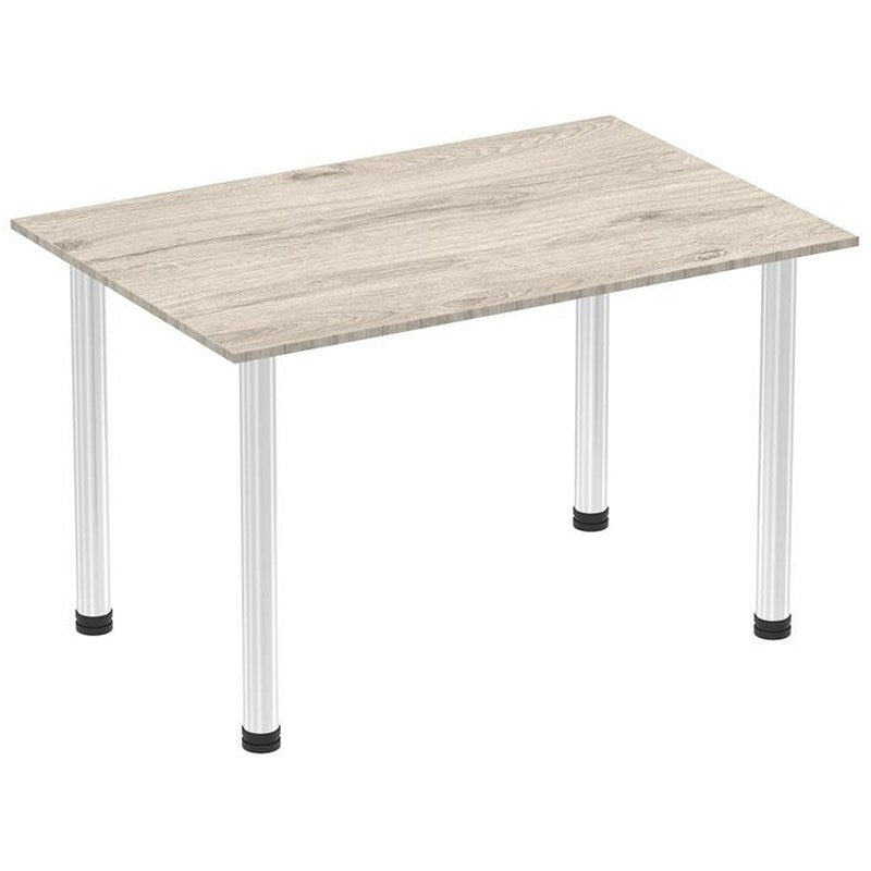 Impulse Rectangular Table, 1200mm, Grey Oak, Chrome Post Leg Easy2Order : I003615