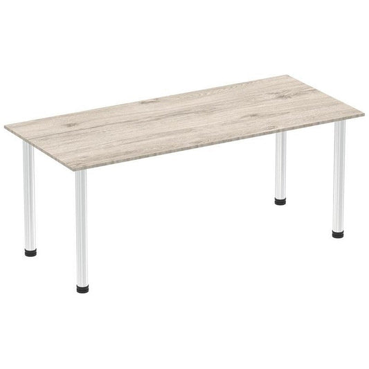 Impulse Rectangular Table, 1800mm, Grey Oak, Chrome Post Leg Easy2Order : I003618