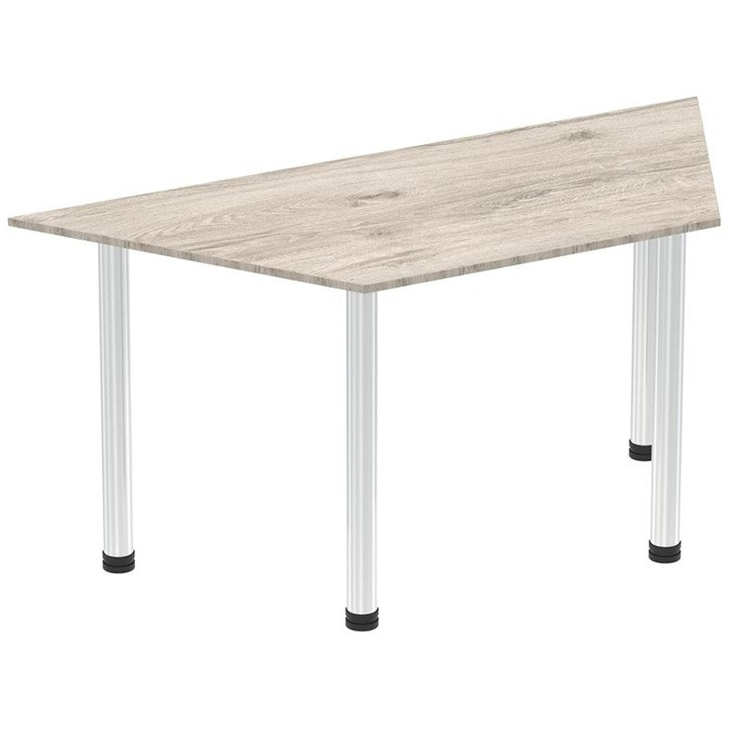 Impulse Trapezoidal Table, 1600mm, Grey Oak, Chrome Post Leg Easy2Order : I003619