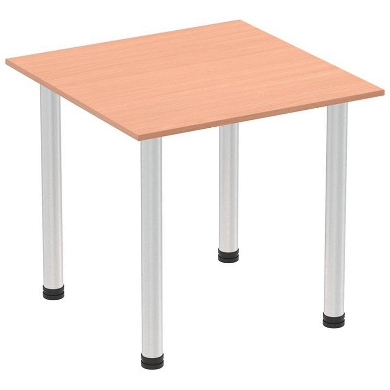 Impulse 800mm Square Table, Beech, Brushed Aluminium Post Leg Easy2Order : I003626
