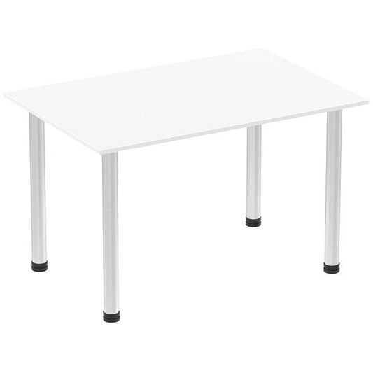 Impulse Rectangular Table, 1200mm, White, Brushed Aluminium Post Leg Easy2Order : I003632