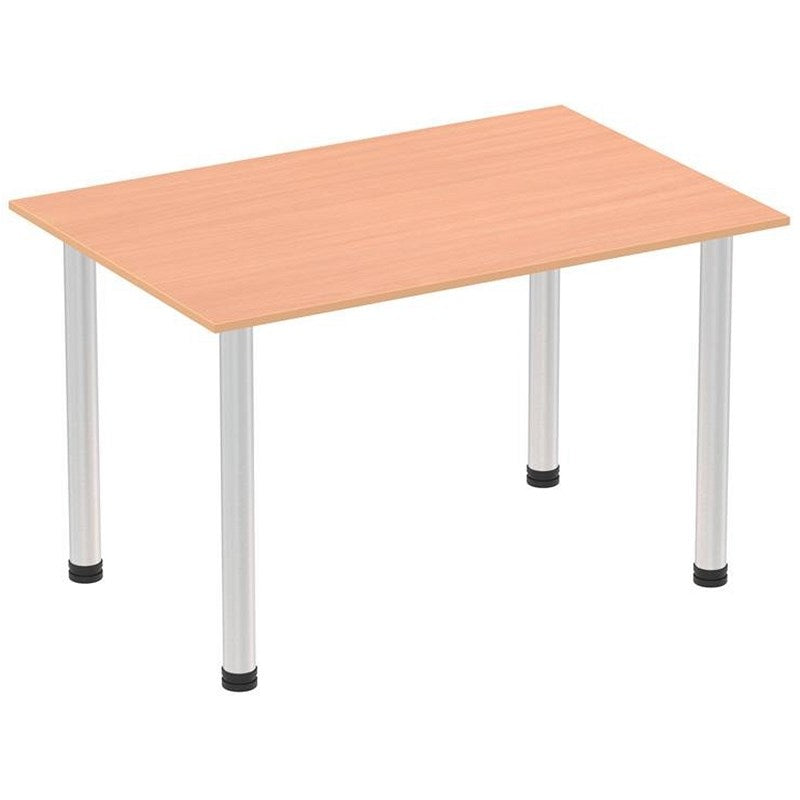 Impulse Rectangular Table, 1400mm, Beech, Brushed Aluminium Post Leg Easy2Order : I003636
