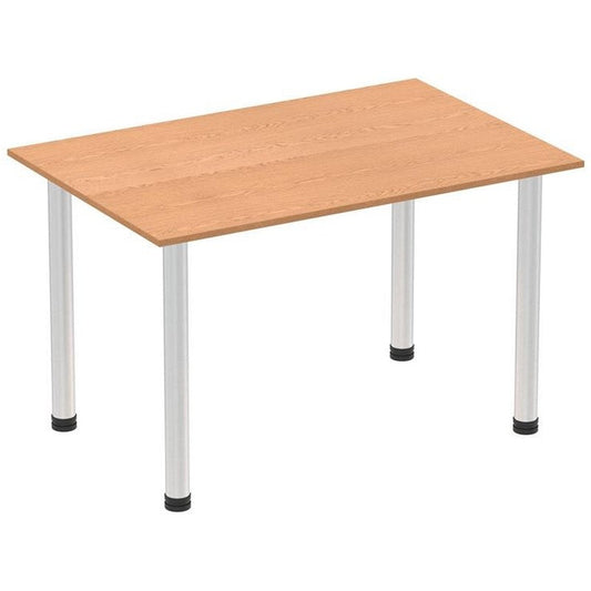 Impulse Rectangular Table, 1400mm, Oak, Brushed Aluminium Post Leg Easy2Order : I003637