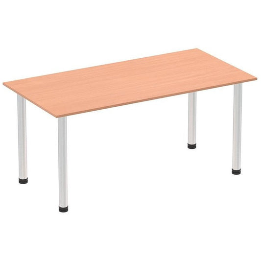 Impulse Rectangular Table, 1600mm, Beech, Brushed Aluminium Post Leg Easy2Order : I003641