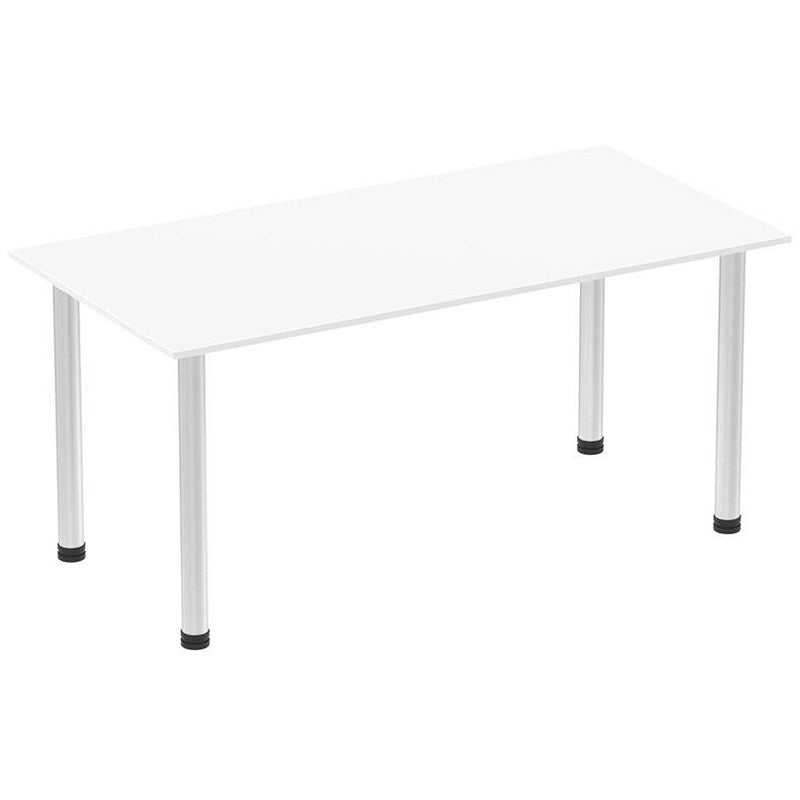 Impulse Rectangular Table, 1600mm, White, Brushed Aluminium Post Leg Easy2Order : I003642