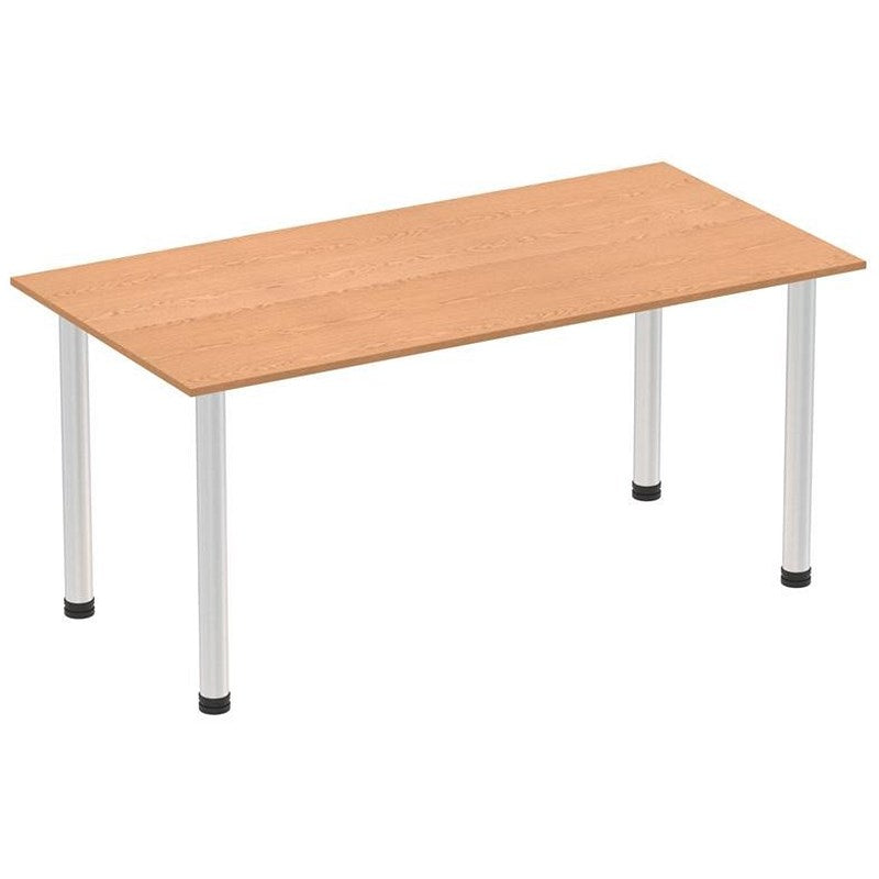Impulse Rectangular Table, 1600mm, Oak, Brushed Aluminium Post Leg Easy2Order : I003643