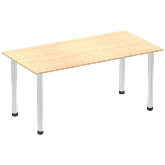 Impulse Rectangular Table, 1600mm, Maple, Brushed Aluminium Post Leg Easy2Order : I003645