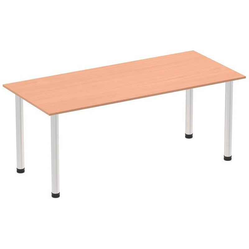 Impulse Rectangular Table, 1800mm, Beech, Brushed Aluminium Post Leg Easy2Order : I003646