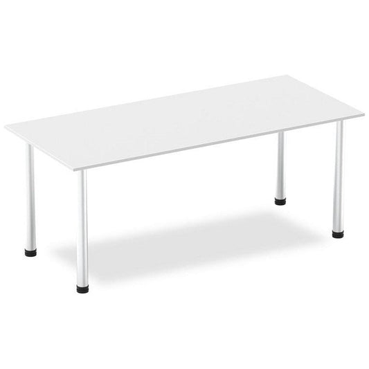Impulse Rectangular Table, 1800mm, White, Brushed Aluminium Post Leg Easy2Order : I003647