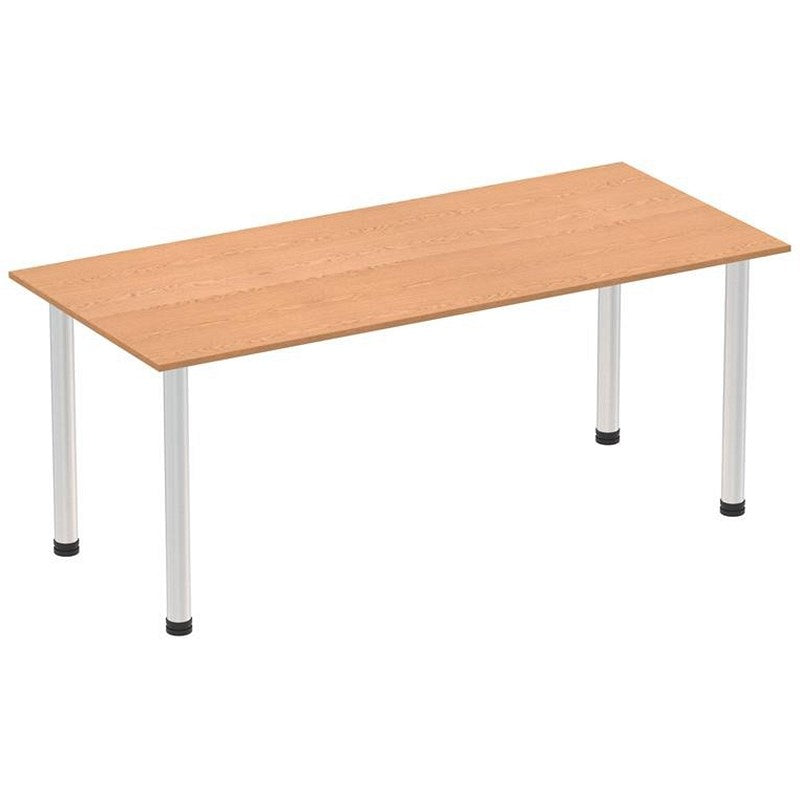 Impulse Rectangular Table, 1800mm, Oak, Brushed Aluminium Post Leg Easy2Order : I003648