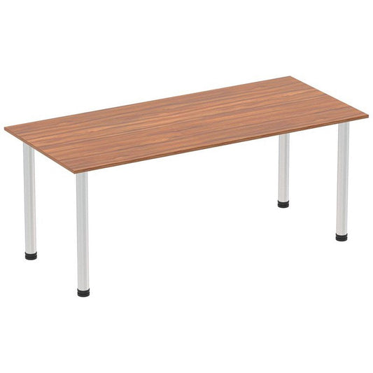 Impulse Rectangular Table, 1800mm, Walnut, Brushed Aluminium Post Leg Easy2Order : I003649