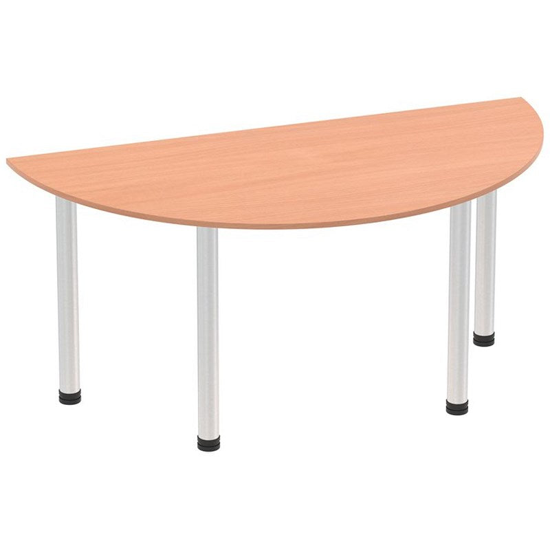 Impulse 1600mm Semi-circular Table, Beech, Brushed Aluminium Post Leg Easy2Order : I003652
