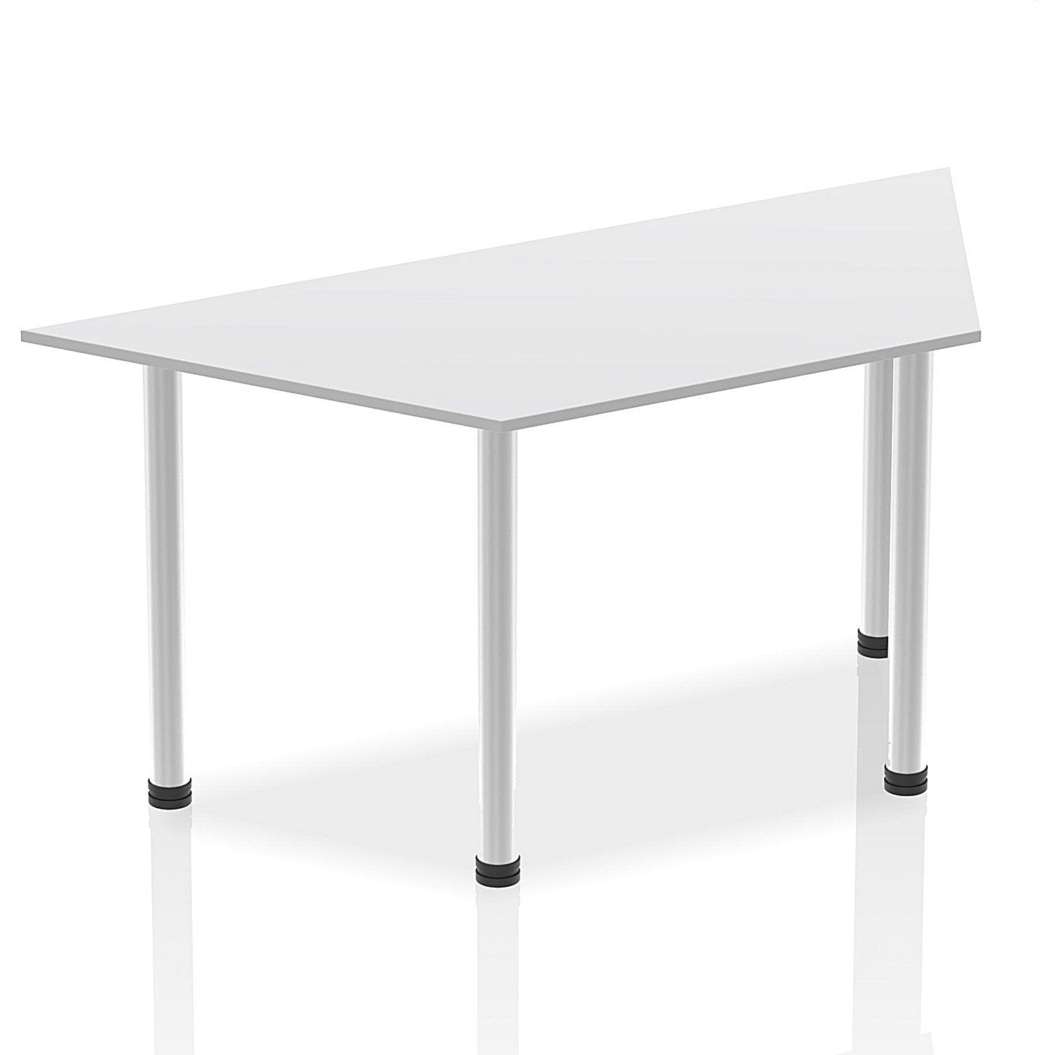 Impulse Trapezoidal Table, 1600mm, White, Brushed Aluminium Post Leg Easy2Order : I003653