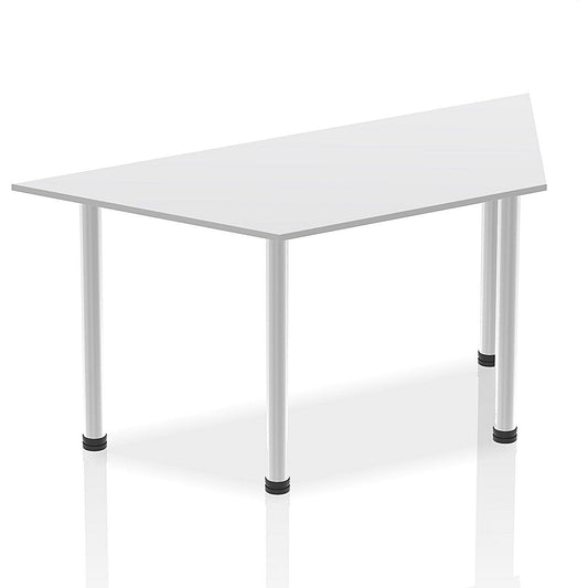 Impulse Trapezoidal Table, 1600mm, White, Brushed Aluminium Post Leg Easy2Order : I003653