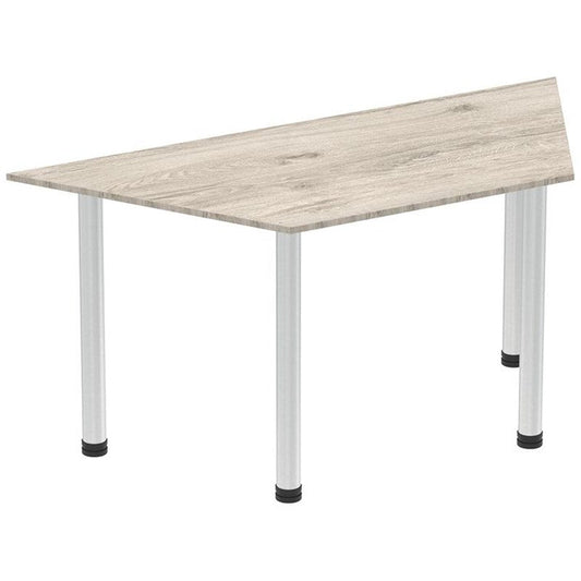 Impulse Trapezoidal Table, 1600mm, Grey Oak, Brushed Aluminium Post Leg Easy2Order : I003667