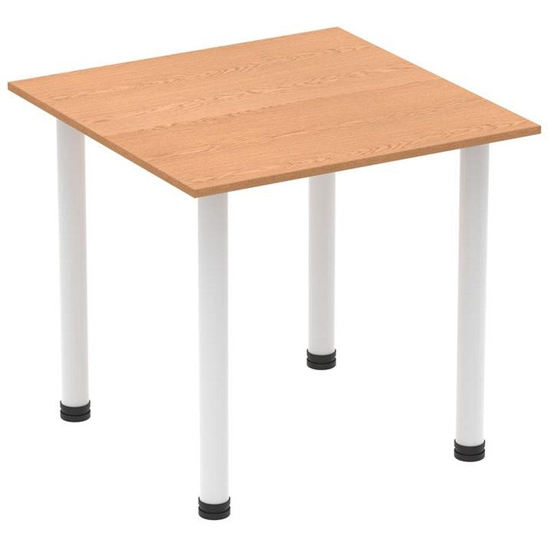Impulse 800mm Square Table, Oak, White Post Leg Easy2Order : I003676