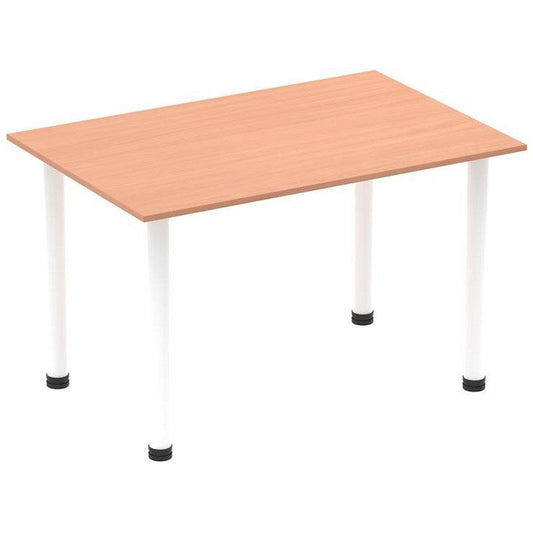 Impulse Rectangular Table, 1400mm, Beech, White Post Leg Easy2Order : I003684