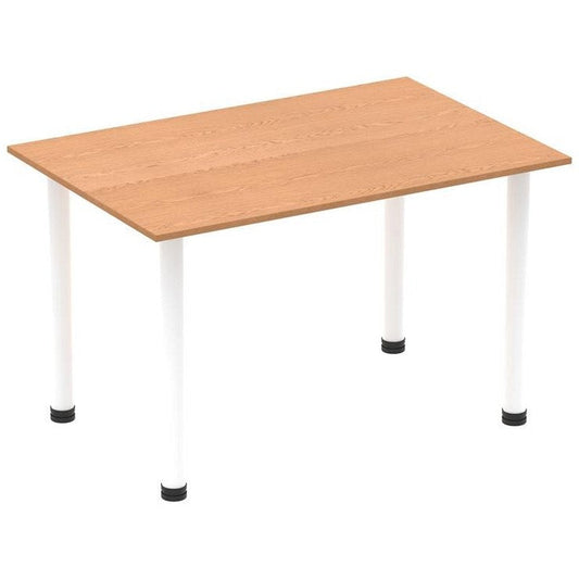 Impulse Rectangular Table, 1400mm, Oak, White Post Leg Easy2Order : I003685
