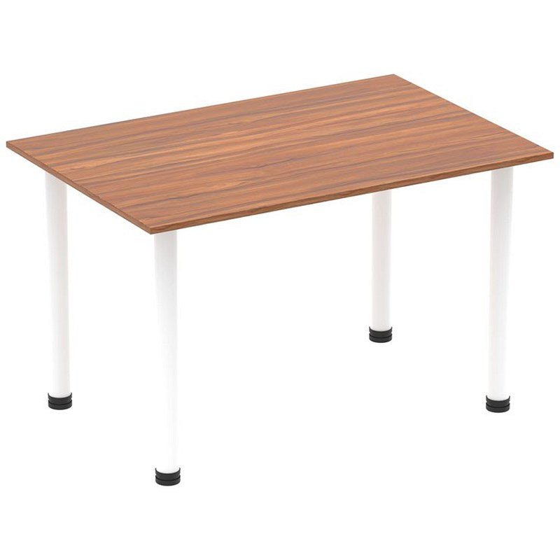 Impulse Rectangular Table, 1400mm, Walnut, White Post Leg Easy2Order : I003686