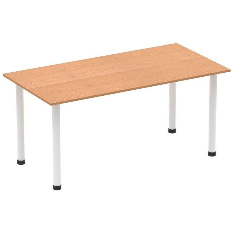Impulse Rectangular Table, 1600mm, Oak, White Post Leg Easy2Order : I003691