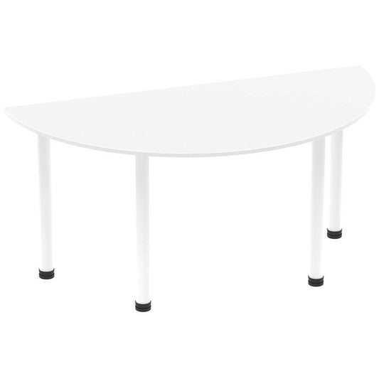 Impulse 1600mm Semi-circular Table, White, White Post Leg Easy2Order : I003702