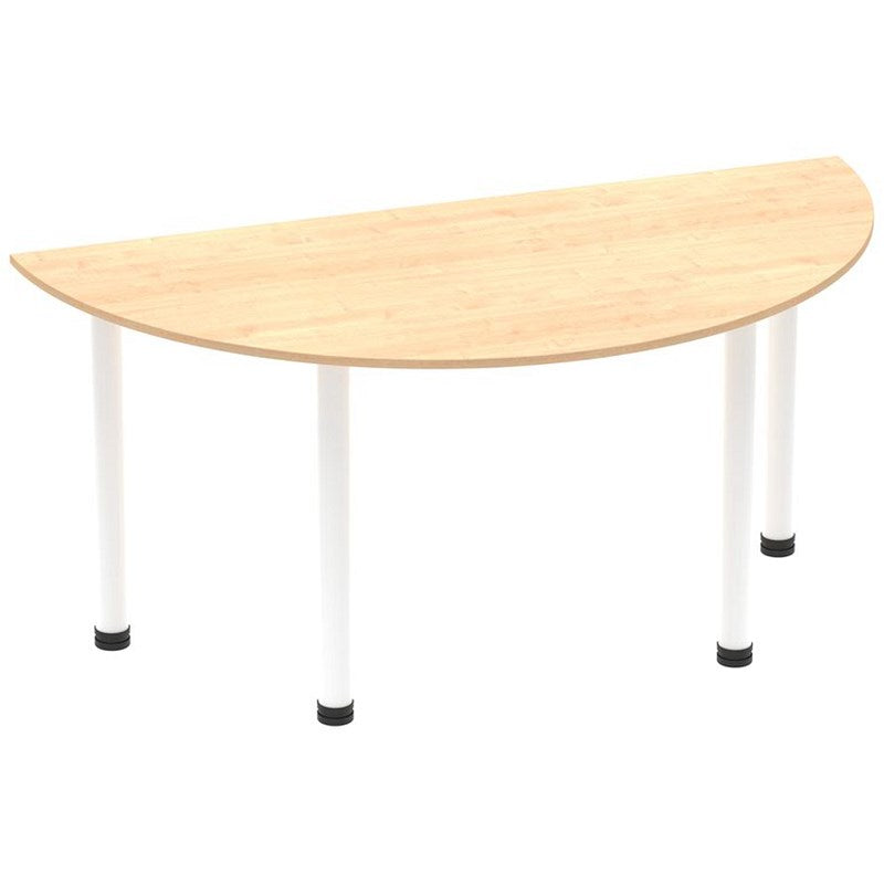 Impulse 1600mm Semi-circular Table, Maple, White Post Leg Easy2Order : I003708