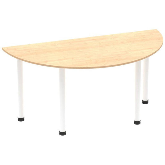 Impulse 1600mm Semi-circular Table, Maple, White Post Leg Easy2Order : I003708