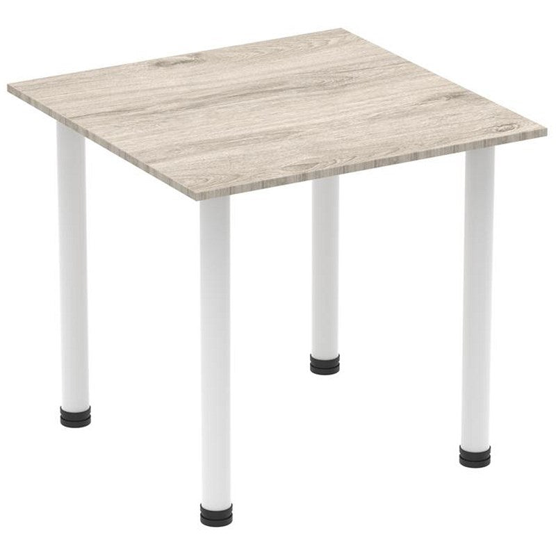 Impulse 800mm Square Table, Grey Oak, White Post Leg Easy2Order : I003710