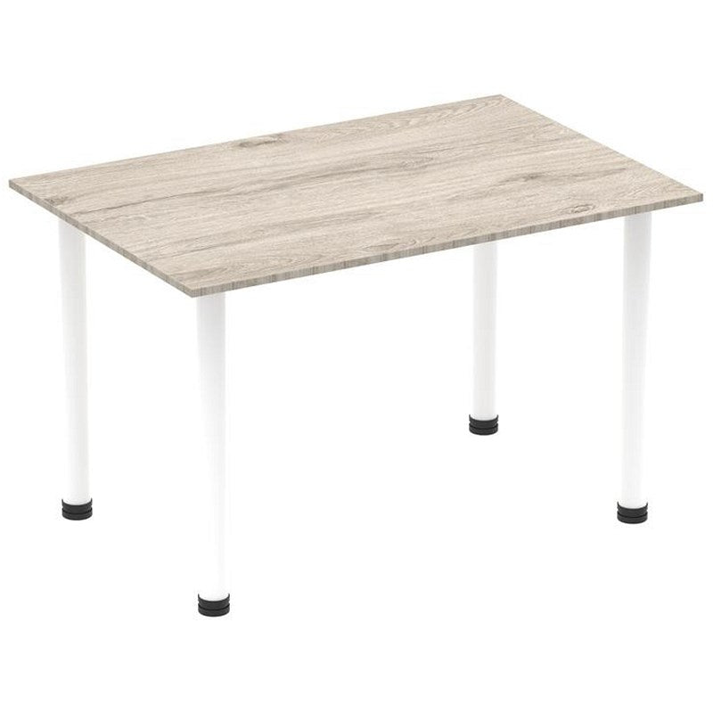 Impulse Rectangular Table, 1400mm, Grey Oak, White Post Leg Easy2Order : I003712