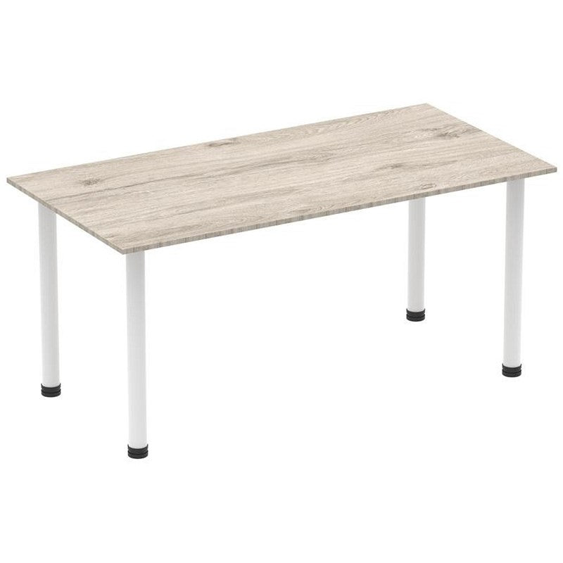 Impulse Rectangular Table, 1600mm, Grey Oak, White Post Leg Easy2Order : I003713