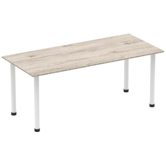 Impulse Rectangular Table, 1800mm, Grey Oak, White Post Leg Easy2Order : I003714