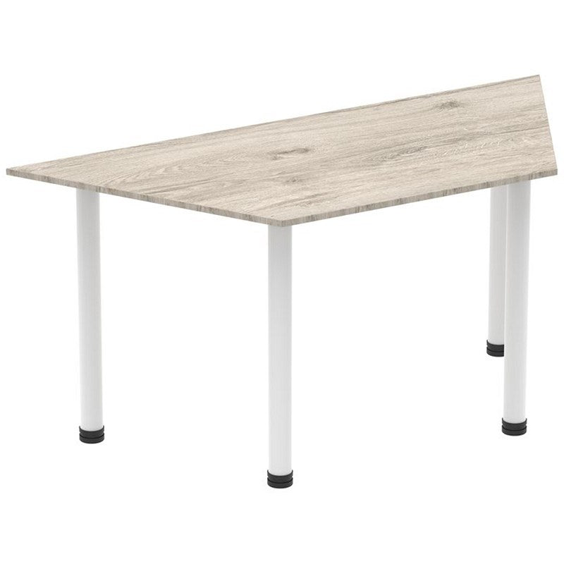 Impulse Trapezoidal Table, 1600mm, Grey Oak, White Post Leg Easy2Order : I003715