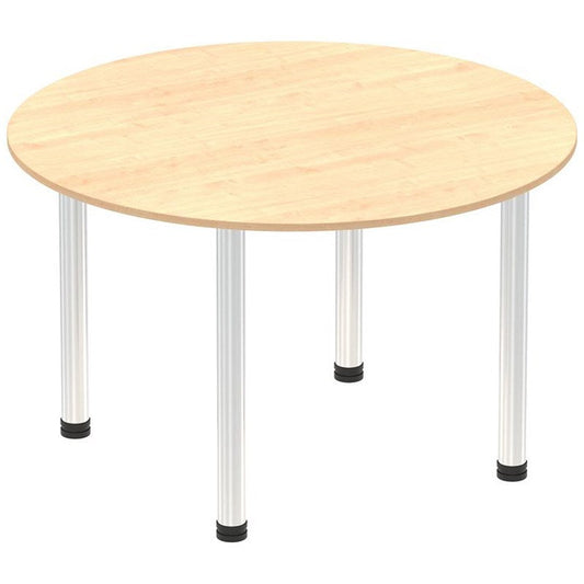 Impulse Circular Table, 1000mm, Maple, Chrome Post Leg Easy2Order : I003754