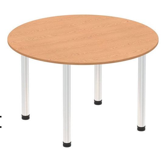 Impulse Circular Table, 1000mm, Oak, Chrome Post Leg Easy2Order : I003755