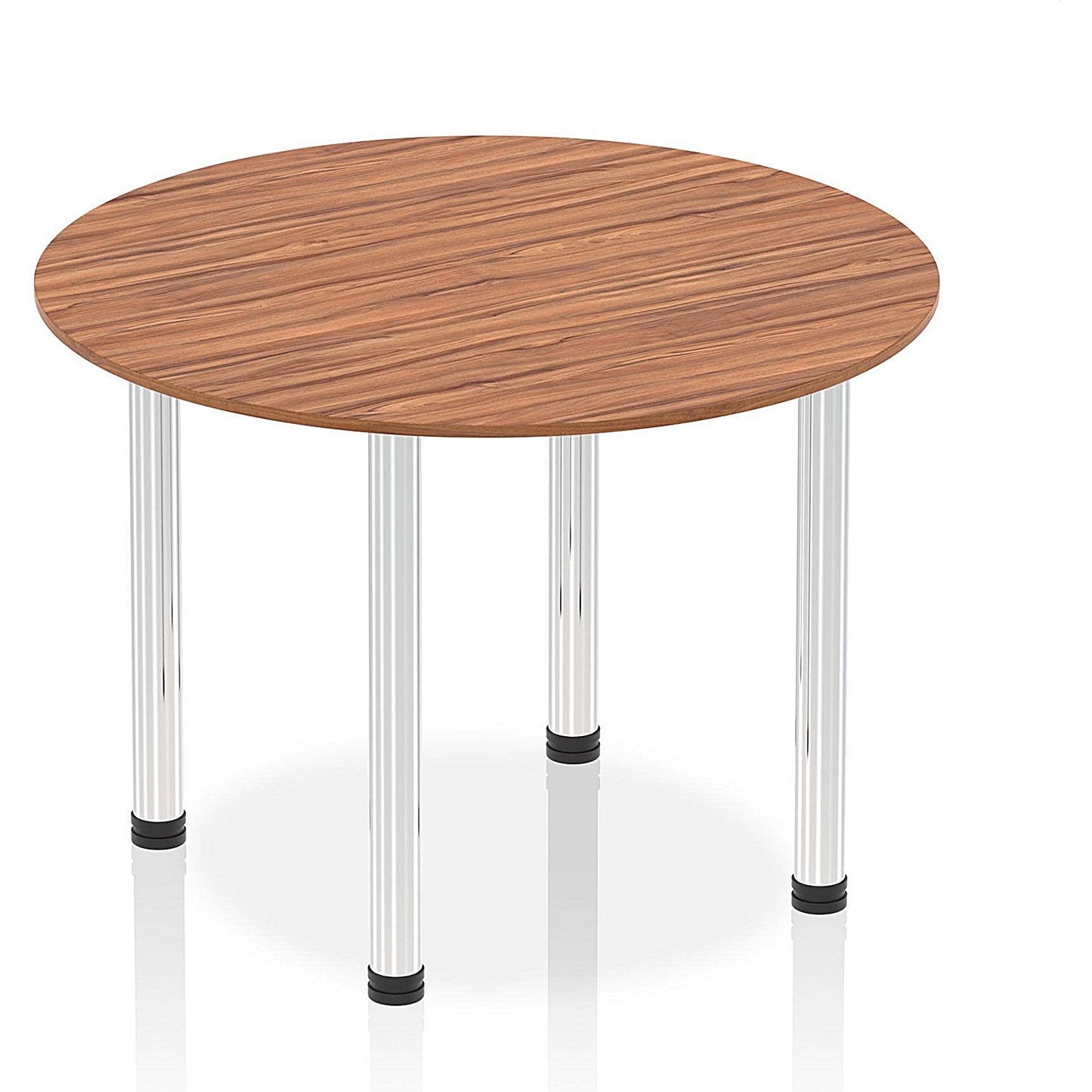 Impulse Circular Table, 1000mm, Walnut, Chrome Post Leg Easy2Order : I003757