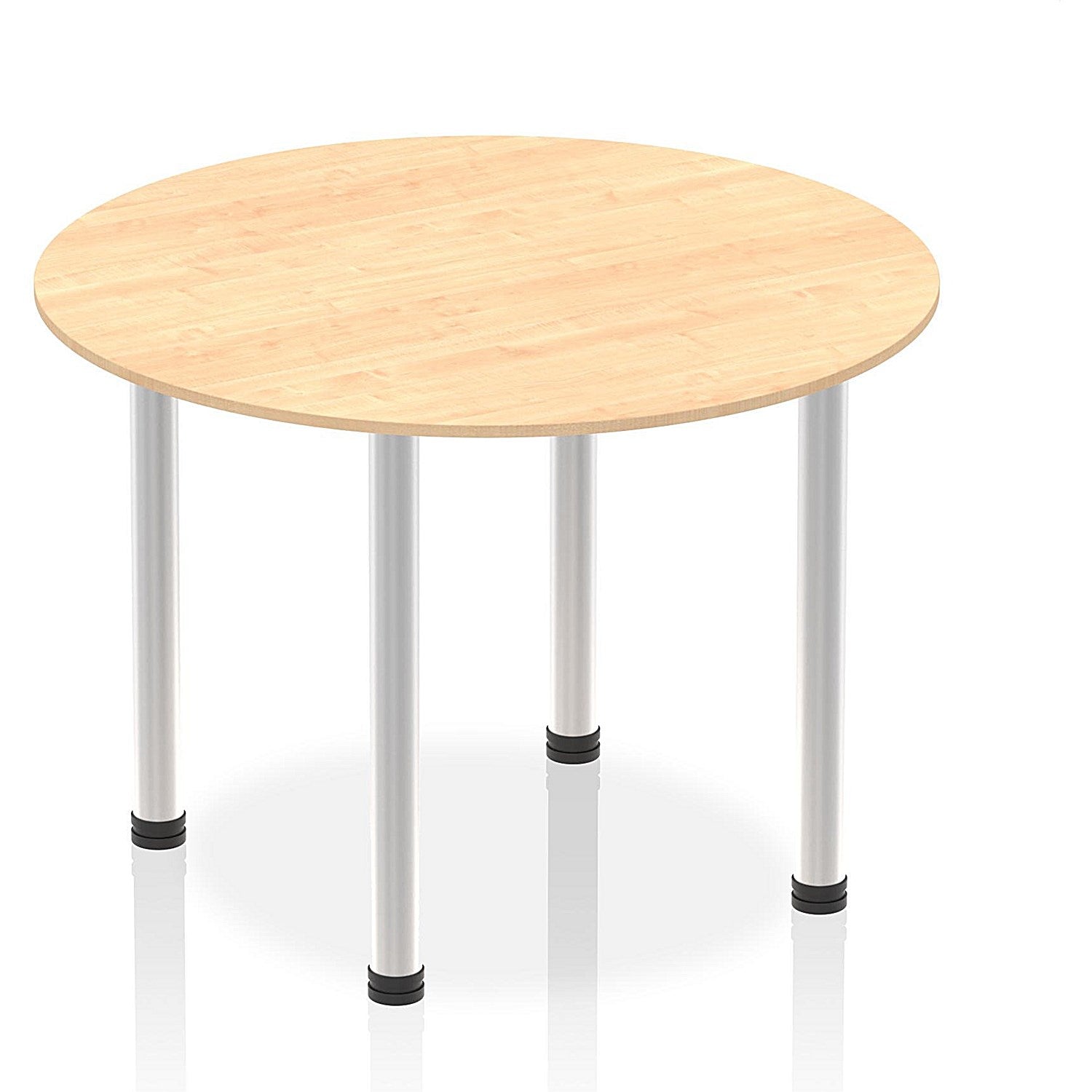 Impulse Circular Table, 1000mm, Maple, Brushed Aluminium Post Leg Easy2Order : I003760