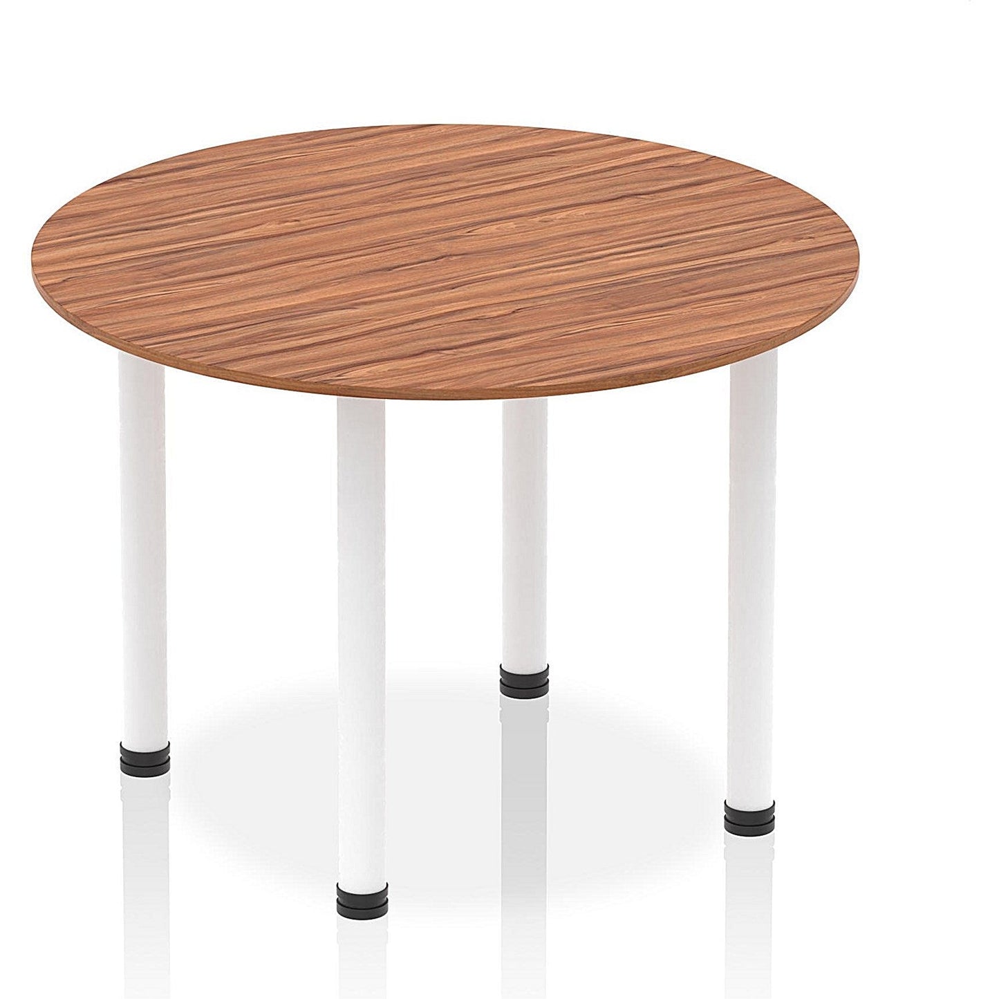 Impulse Circular Table, 1000mm, Walnut, White Post Leg Easy2Order : I003769