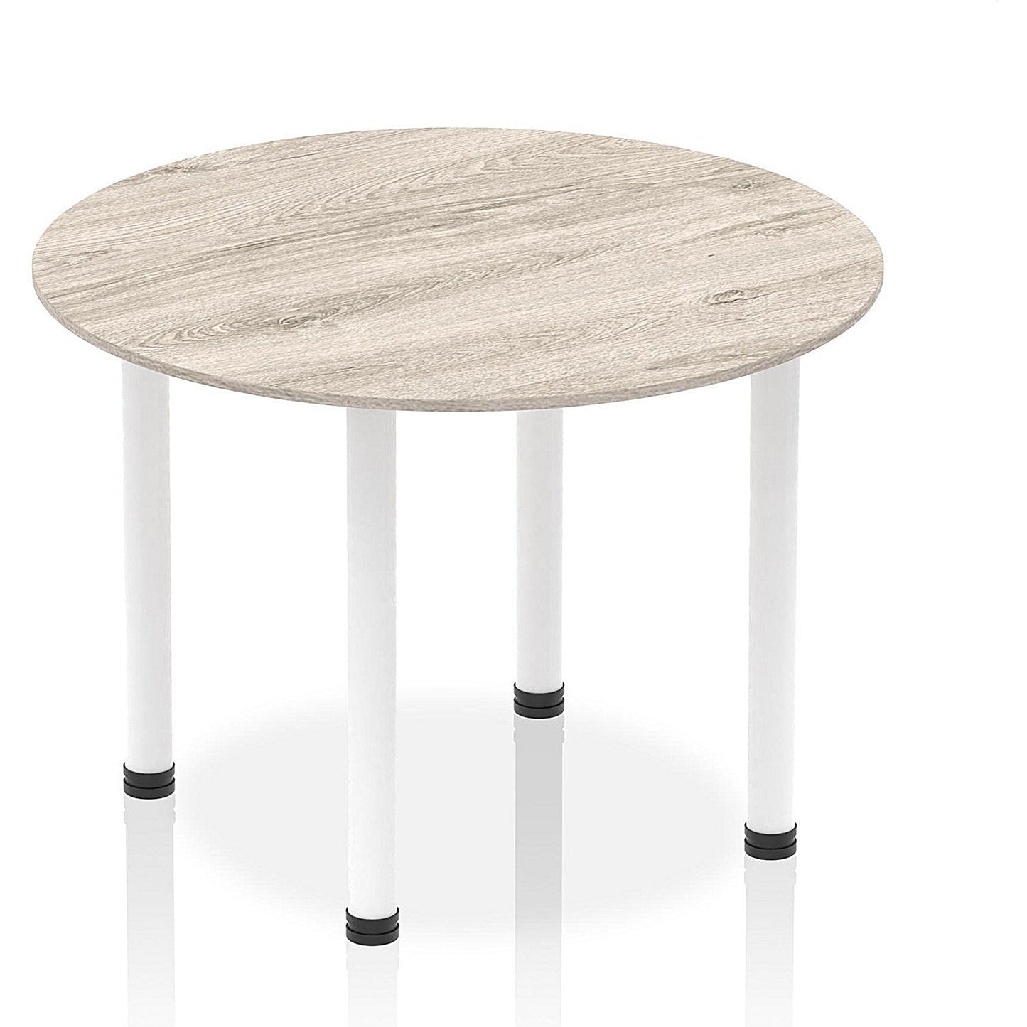 Impulse Circular Table, 1000mm, Grey Oak, White Post Leg Easy2Order : I003770